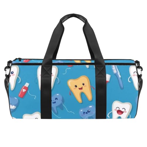 Runde Sporttasche mit abnehmbarem Schultergurt, Motiv: Love Candy Teeth Training, Handtasche, Übernachtungstasche für Damen und Herren, Mehrfarbig 2, Einheitsgröße, Handgepäck von KengjuTesu