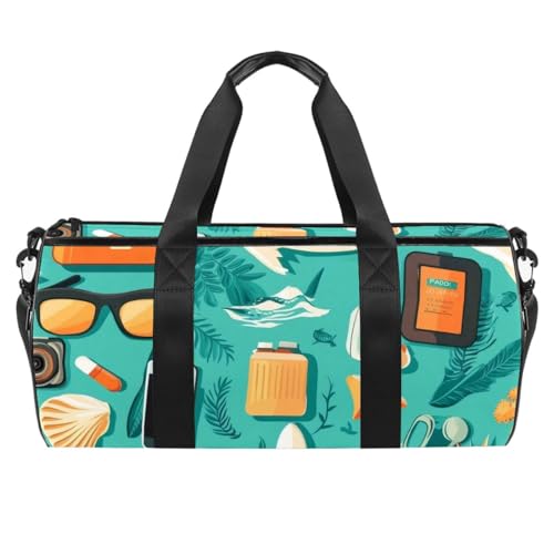 Runde Sporttasche mit abnehmbarem Schultergurt, Skelett-Dinosaurier-Training-Handtasche, Übernachtungstasche für Damen und Herren, Mehrfarbig 10, Einheitsgröße, Handgepäck von KengjuTesu