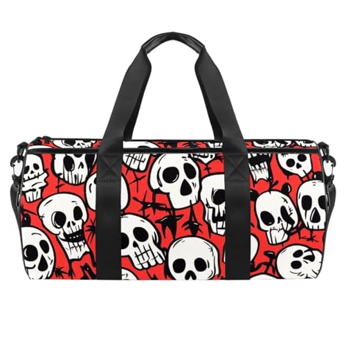 Runde Sporttasche mit abnehmbarem Schultergurt, Skelett-Dinosaurier-Training-Handtasche, Übernachtungstasche für Damen und Herren, Mehrfarbig 3, Einheitsgröße, Handgepäck von KengjuTesu