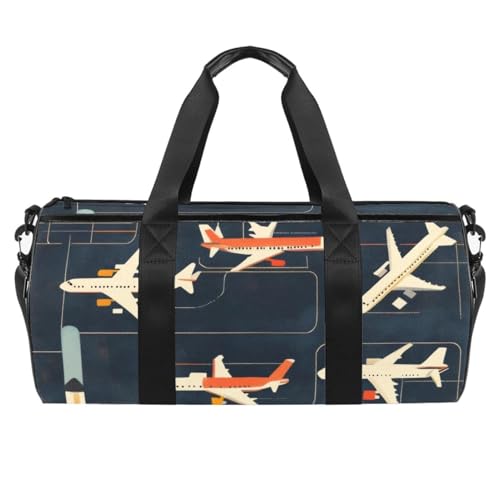 Runde Sporttasche mit abnehmbarem Schultergurt, Skelett-Dinosaurier-Training-Handtasche, Übernachtungstasche für Damen und Herren, Mehrfarbig 4, Einheitsgröße, Handgepäck von KengjuTesu