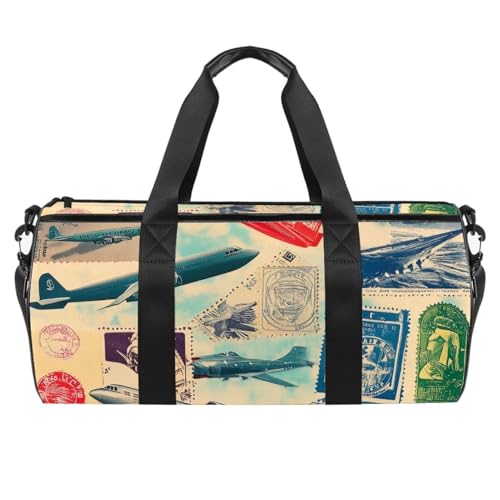 Runde Sporttasche mit abnehmbarem Schultergurt, Skelett-Dinosaurier-Training-Handtasche, Übernachtungstasche für Damen und Herren, Mehrfarbig 5, Einheitsgröße, Handgepäck von KengjuTesu