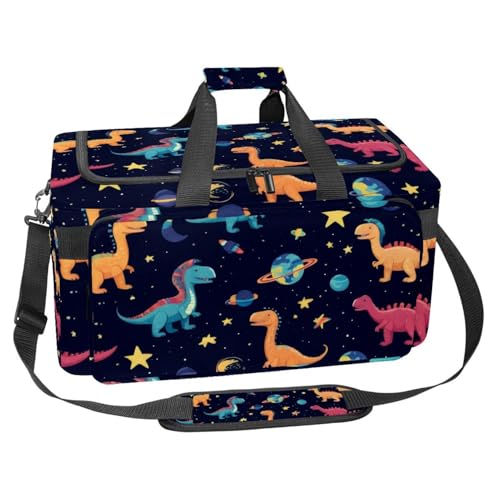 Sporttasche aus Oxford-Gewebe, mit abnehmbarem Schultergurt, Trainings-Handtasche, Übernachtungstasche für Damen und Herren, Dinosaurier-Universum, Mehrfarbig 1, Einheitsgröße, Handgepäck von KengjuTesu