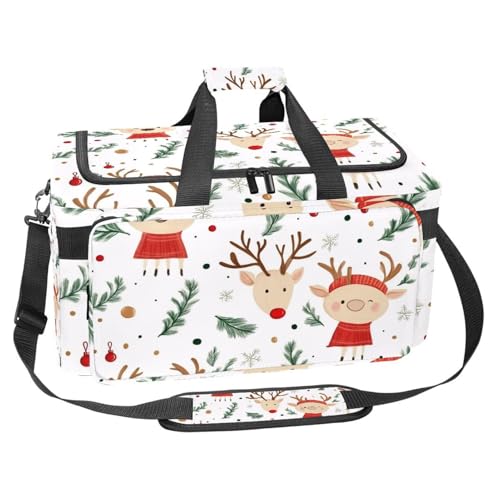 Sporttasche aus Oxford-Gewebe, mit abnehmbarem Schultergurt, Trainings-Handtasche, Übernachtungstasche für Damen und Herren, Weihnachten Happy Deer, Mehrfarbig 1, Einheitsgröße, Handgepäck von KengjuTesu