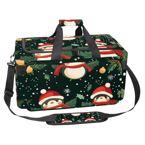 Sporttasche aus Oxford-Gewebe, mit abnehmbarem Schultergurt, Trainings-Handtasche, Übernachtungstasche für Damen und Herren, Weihnachten Happy Deer, Mehrfarbig 3, Einheitsgröße, Handgepäck von KengjuTesu