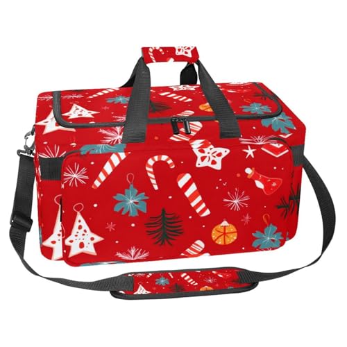 Sporttasche aus Oxford-Gewebe, mit abnehmbarem Schultergurt, Trainings-Handtasche, Übernachtungstasche für Damen und Herren, Weihnachten Happy Deer, Mehrfarbig 7, Einheitsgröße, Handgepäck von KengjuTesu