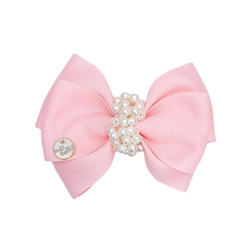 2 Stück Haarspangen aus Stoff, handgefertigt, süße und niedliche Seitenclips mit Perlenschleifen, Rosa, B von Keninll