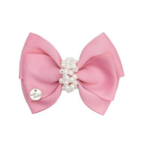 2 Stück Haarspangen aus Stoff, handgefertigt, süße und niedliche Seitenclips mit Perlenschleifen, Rosa, C von Keninll