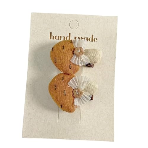 2 Stück Haarspangen aus Stoff, handgefertigte niedliche Pilz-Seitenclips, die das Haar nicht beschädigen. Gelber Schleifenförmiger Pilz von Keninll