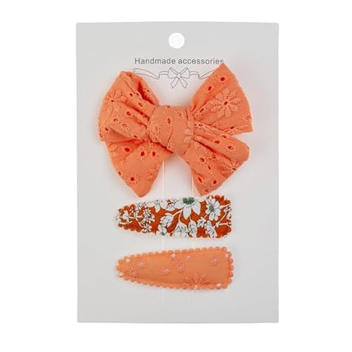 3 x Stoff-Haarspangen, süße und niedliche Seitenclips von Hand mit Schleife, Blumen, orange 3 x Stoff-Haarspangen, süße und niedliche Seitenclips von Hand mit Schleife, Blumen, orange von Keninll