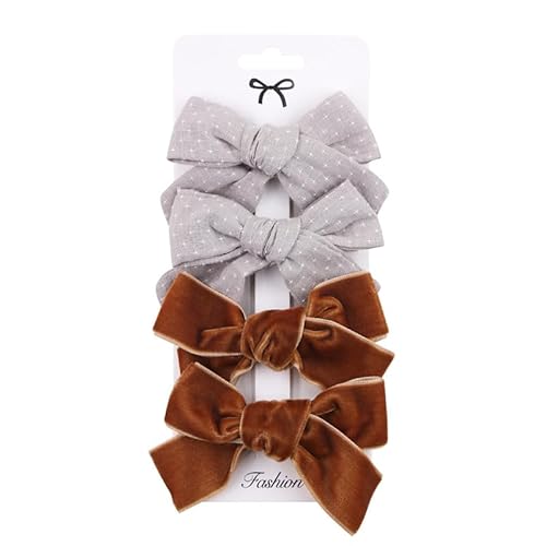 4 Stück Stoff-Haarspangen, süße und niedliche Seitenclips von Hand mit schönen Schleifenblumen von Keninll