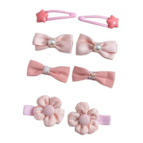 8 Stück Stoff-Haarspangen, handgefertigte niedliche und süße rosa Schleife, Seitenclips, die das Haar nicht beschädigen von Keninll