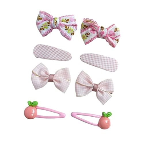 8 Stück Stoff Haarspangen, handgemachte süße und süße rosa Schleife Seitenclips, die das Haar nicht beschädigen B von Keninll