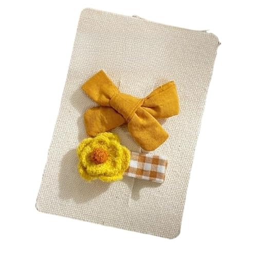 Stoff-Haarspangen, gelbe, handgefertigte niedliche Seitenclips, die das Haar nicht beschädigen. Schleife Blume Haarnadel von Keninll