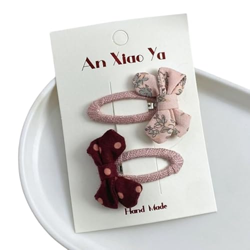 Stoff-Haarspangen, handgefertigte niedliche und süße Blumenschleifen-Clips, die das Haar an der Seite nicht beschädigen. Rot von Keninll