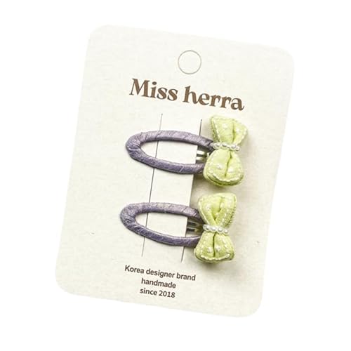 Stoff-Haarspangen, handgefertigte süße und niedliche Perlenschleife Seitenclips grün von Keninll