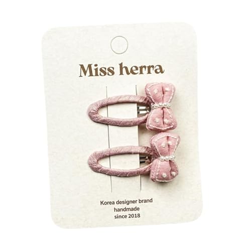 Stoff-Haarspangen, handgefertigte süße und niedliche Perlenschleife Seitenclips rosa von Keninll