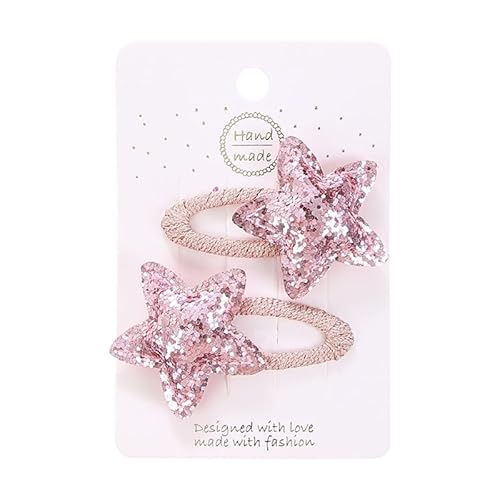Stoff-Haarspangen, süße und niedliche Seitenclips von Hand mit glänzenden Sternen rosa Stoff-Haarspangen, süße und niedliche Seitenclips von Hand mit glänzenden Sternen rosa von Keninll