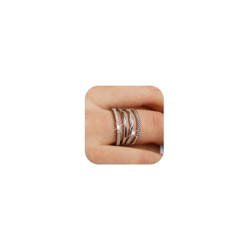 Kenivira 4 StückSilber Ring für Frauen Knöchelringe Verstellbare 18K vergoldete stapelbare Ringe Daumenring Set für Frauen Schmuck Geschenk von Kenivira