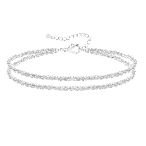 Kenivira Sterling Silber Armband Damen Armband 14K Vergoldet Zierliche Geschichtete Armbänder Verstellbare Stapelarmbänder Gold Silber Armbänder für Frauen von Kenivira