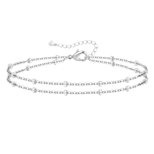Kenivira Sterling Silber Armband Damen Armband 14K Vergoldet Zierliche Geschichtete Armbänder Verstellbare Stapelarmbänder Gold Silber Armbänder für Frauen von Kenivira