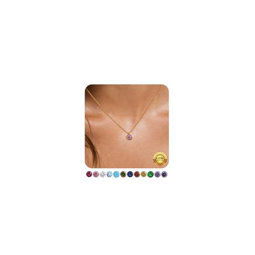 Kenivira Gold Kette für Frauen Geburtsstein Halskette 18K Gold Halskette mit Cubic Zirkonia Anhänger Geburtstag Geschenke für Damen Schmuck Kenivira Gold Kette für Frauen Geburtsstein Halskette 18K Gold Halskette mit Cubic Zirkonia Anhänger Geburtstag Geschenke für Damen Schmuck von Kenivira