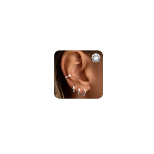 Kenivira Creolen Silber 925 Ohrringe für Damen 4 Paare Kleine Silber Hypoallergene Kleine Knorpel Creolen Ohrringe Set für Frauen Mädchen 6/8/10/12mm Kenivira Creolen Silber 925 Ohrringe für Damen 4 Paare Kleine Silber Hypoallergene Kleine Knorpel Creolen Ohrringe Set für Frauen Mädchen 6/8/10/12mm von Kenivira