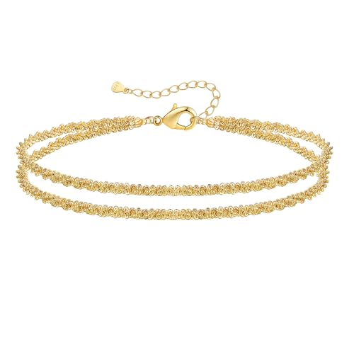 Kenivira Sterling Silber Armband Damen Armband 14K Vergoldet Zierliche Geschichtete Armbänder Verstellbare Stapelarmbänder Gold Silber Armbänder für Frauen von Kenivira