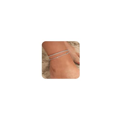 Kenivira Sterling Silber Fußkettchen für Frauen, zierlich geschichtet wasserdicht Fußkettchen für Frauen einstellbar, Strand Fußkettchen für Damen Kenivira Sterling Silber Fußkettchen für Frauen, zierlich geschichtet wasserdicht Fußkettchen für Frauen einstellbar, Strand Fußkettchen für Damen von Kenivira
