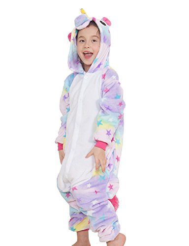 Kenmont Kinder Unisex Tierkostüm Cosplay Overall Einhorn Pyjama Nacht Kleidung Abend Kostüm, stern, Taille125 von Kenmont