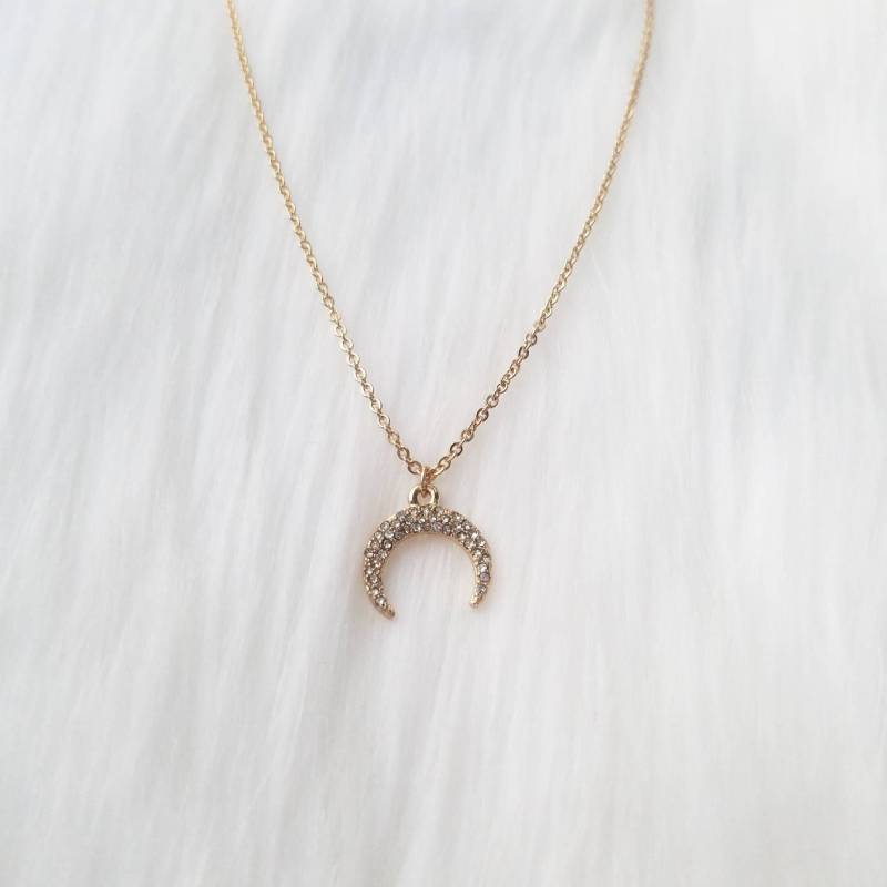 Cubic Zirkonia Halbmond, Horn Halskette, Horn-Charme, Halbmond Charm, Geschenke, Gold Cubic Zirkonia Halbmond, Horn Halskette, Horn-Charme, Halbmond Charm, Geschenke, Gold von KennedyCharm