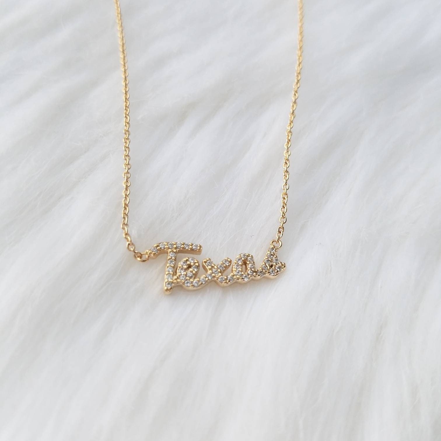 Gold Zirkonia Texas Verstellbarhalse Halsband Halskette, Halsband von KennedyCharm