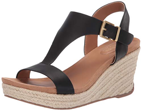 Kenneth Cole REACTION Damen Card Keilsandalen mit T-Riemen, Schwarz, 38 EU von Kenneth Cole REACTION