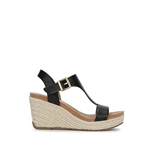 Kenneth Cole REACTION Damen Keilabsatz mit T-förmigem Keilsandalen mit T-Riemen, schwarz, 39.5 EU von Kenneth Cole REACTION