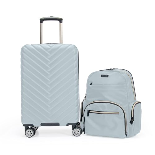 Kenneth Cole REACTION Damen Madison Square Hardside Chevron Erweiterbares Gepäck, Schiefer, 2-Piece (20" Carry On + Sophie Backpack), Damen Madison Square Hardside Chevron von Kenneth Cole REACTION