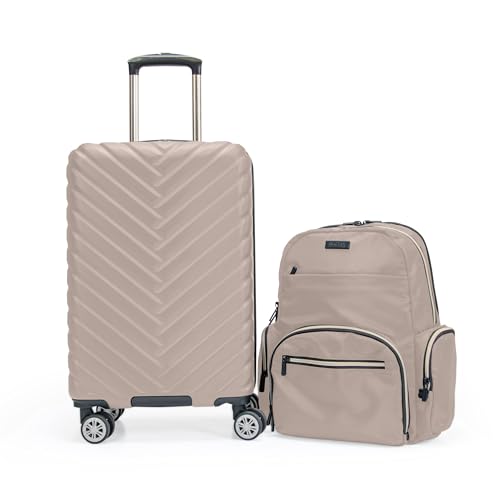 Kenneth Cole REACTION Damen Madison Square Hardside Chevron Erweiterbares Gepäck, Taupe, 2-Piece (20" Carry On + Sophie Backpack), Damen Madison Square Hardside Chevron von Kenneth Cole REACTION