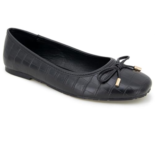 Kenneth Cole REACTION Elstree Ballerinas für Damen, Schwarz / Kroko-Design, 37.5 EU von Kenneth Cole REACTION