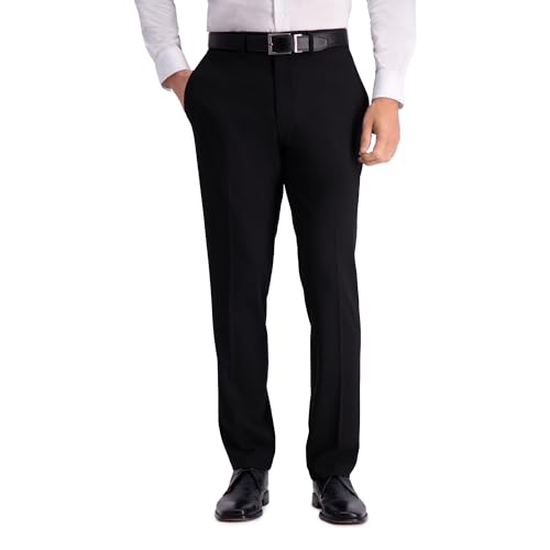 Kenneth Cole REACTION Herren Solide Performance-Hose mit Schmaler Passform Anzughose, schwarz, 30W / 32L von Kenneth Cole REACTION