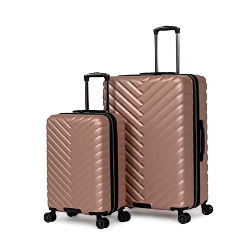 Kenneth Cole Damen Madison Quadratisches Hardside Chevron Erweiterbares Gepäck, Roségold, 2-Piece Set (20" & 28"), Madison Square Gepäckstück mit Zickzackmuster, erweiterbar von Kenneth Cole