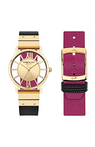 KENNETH COLE Damen Analog Quarz Uhr mit Leder Armband KCWLA2106002 von Kenneth Cole