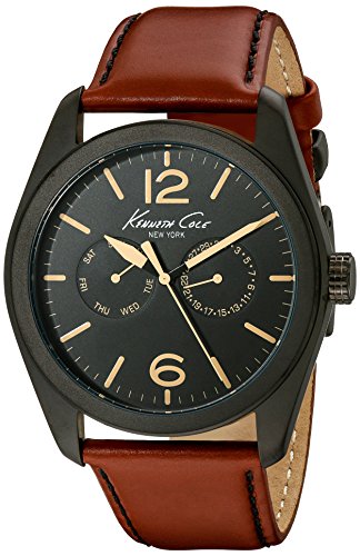 Kenneth Cole New York KC8063 Herren-Armbanduhr, klassisch, analog, Japanisches Quarz, rot, braunes Quarzuhrwerk, braun, Quarz-Uhrwerk von Kenneth Cole