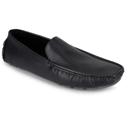 Kenneth Cole Herren Unlisted Hope Strukturierte Driver Loafer Freizeitschuhe Memory Foam Einlegesohle, schwarz, 44.5 EU von Kenneth Cole