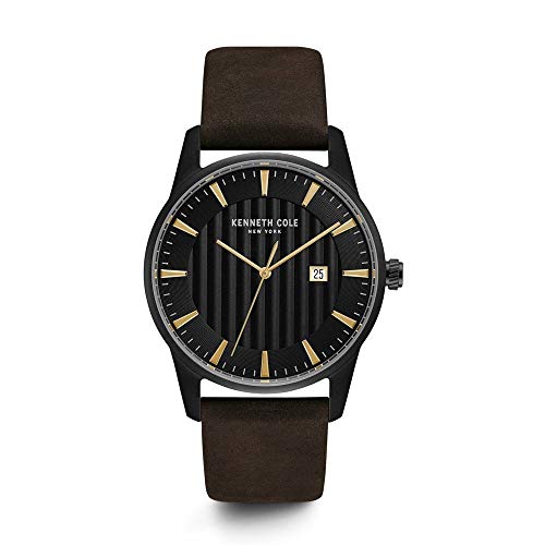 Kenneth Cole Herren analog Quarz Uhr mit Leder Armband KC15204003 von Kenneth Cole