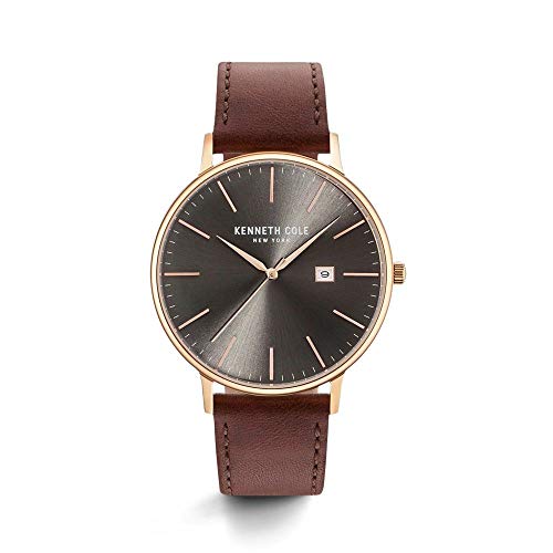 Kenneth Cole Herren Analog Quarz Uhr mit Leder Armband KC15059008 von Kenneth Cole