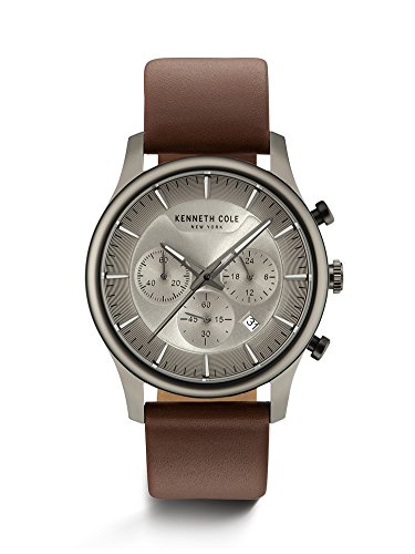 Kenneth Cole Herren Analog Quarz Uhr mit Leder Armband KC15106001 von Kenneth Cole