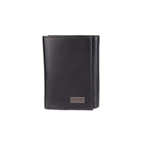 Kenneth Cole Reaction Herren Geldbörse - RFID Echtleder Slim Trifold mit Ausweisfenster und Kartenfächern, Schwarzes Schild, Einheitsgröße von Kenneth Cole