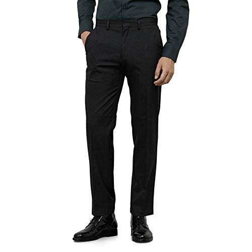 Kenneth Cole Reaction Herren Stretch Modern Fit Flat-Front Hose, Schwarz, 38W / 32L von Kenneth Cole