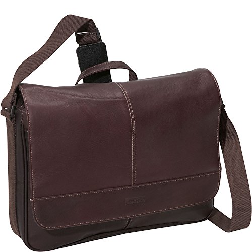 Kenneth Cole Reaction Risky Business Messenger Vollnarbenleder-Umhängetasche für Laptops und Tablets, Dunkelbraun, Einheitsgröße, Risky Business Messenger-Tasche mit einem Zwickel von Kenneth Cole