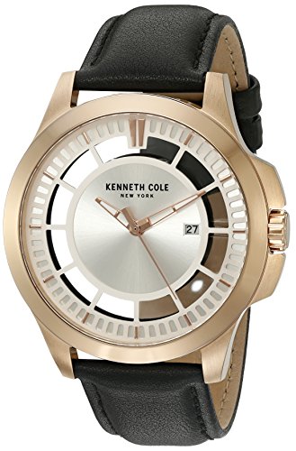 Kenneth Cole Herren-Armbanduhr 45mm Armband Kalbsleder Schwarz Quarz 10027460 von Kenneth Cole