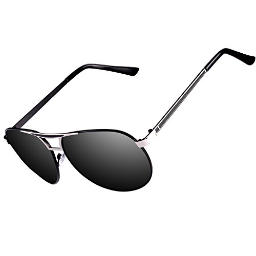 Kennifer Herren Klassik Polarisierte Fahren Pilot Sonnenbrille Metallrahmen Ultra leicht Premium Voll Verspiegelte Polarisierte Pilotenbrille Sonnenbrille von Kennifer