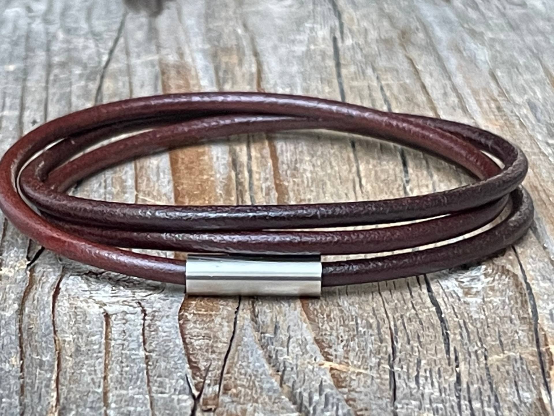 Herren Leder Wickelarmband, 3 Mm Braunes Lederarmband, Schmuck, Frauen Armband, Geschenk Für Männer, Freund von KennlyDesign